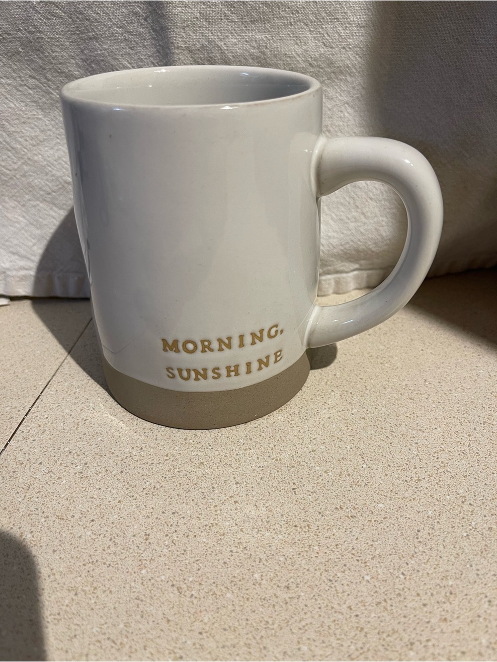 Hearth & Hand White Ceramic Mug with Gold Lettering